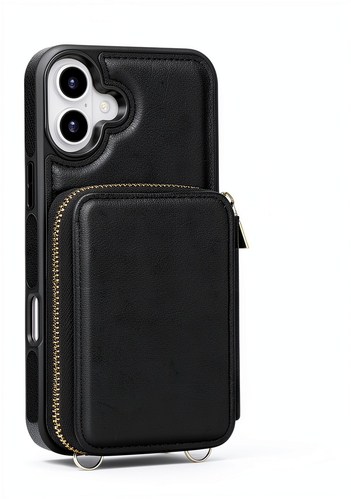 Installing iPhone 17 Pro Max Luxury PU Leather Case on a wooden desk