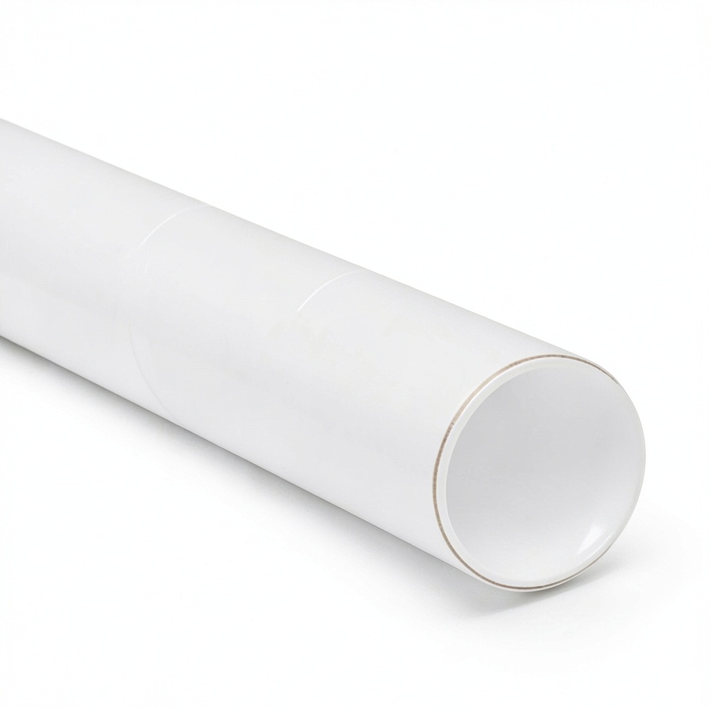 Installing White Mailing Tube P3024W 24x3 Inch Spiral Design on a wooden desk