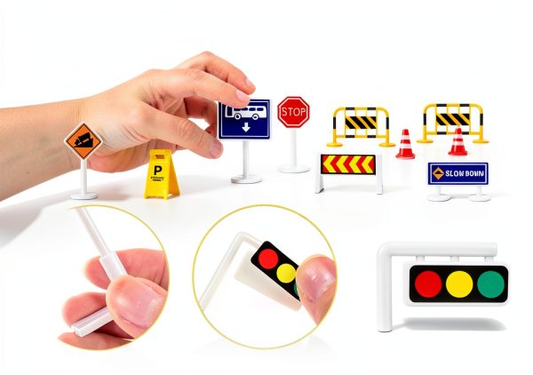 Toddmomy Kids Traffic Sign Playset Plastic Set-7