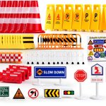 Toddmomy Kids Traffic Sign Playset Plastic Set-0
