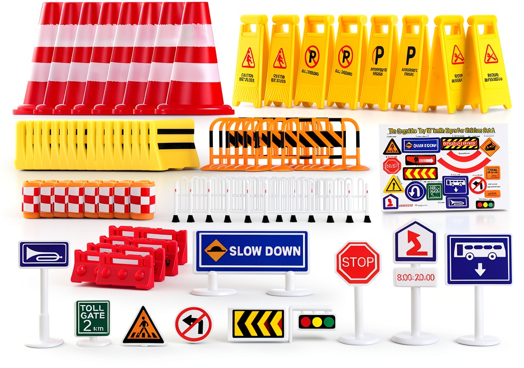 Kids arranging traffic signs on a play mat