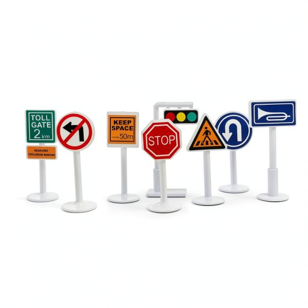Toddmomy Kids Traffic Sign Playset Plastic Set-4