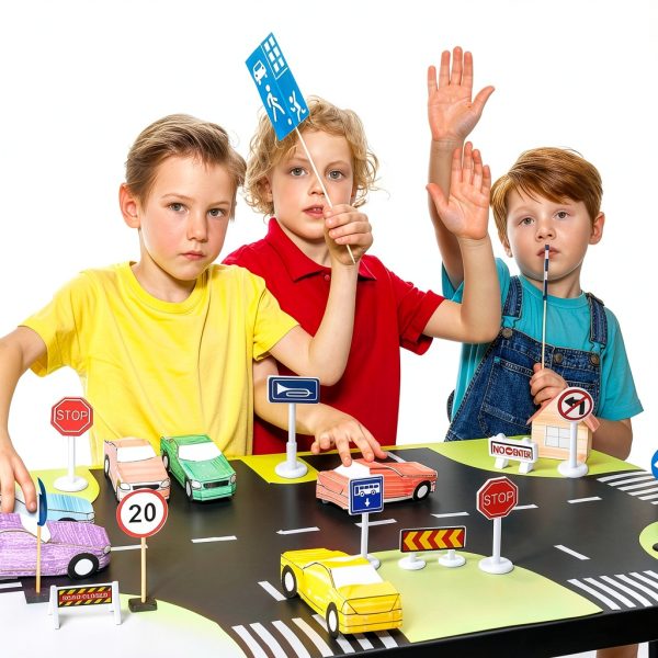 Toddmomy Kids Traffic Sign Playset Plastic Set-1