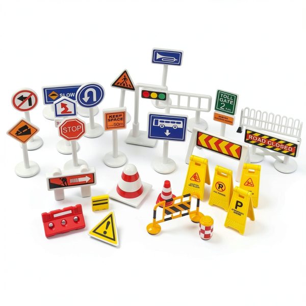 Toddmomy Kids Traffic Sign Playset Plastic Set-2