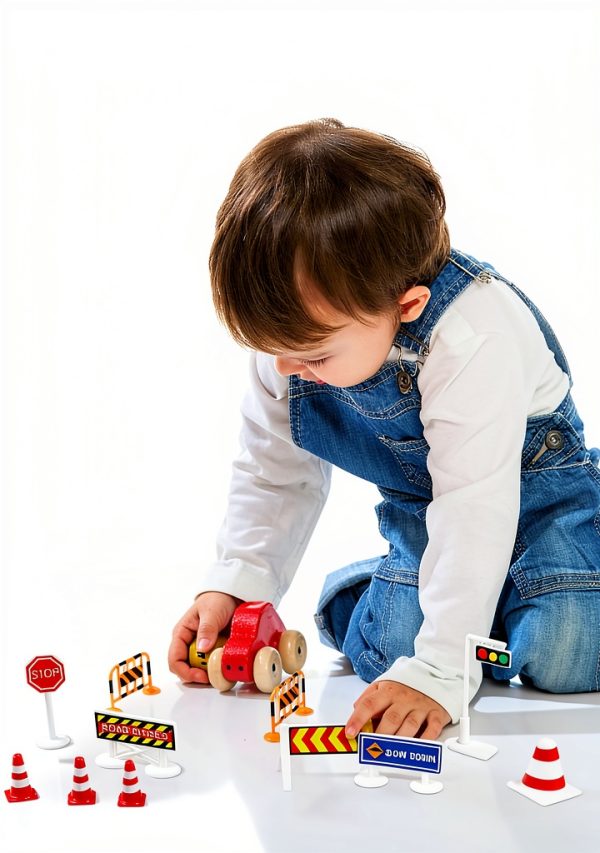 Toddmomy Kids Traffic Sign Playset Plastic Set-8