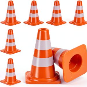 Mini Traffic Cones Set by VOSAREA 7 ABS Road Sign Toys for Kids-0