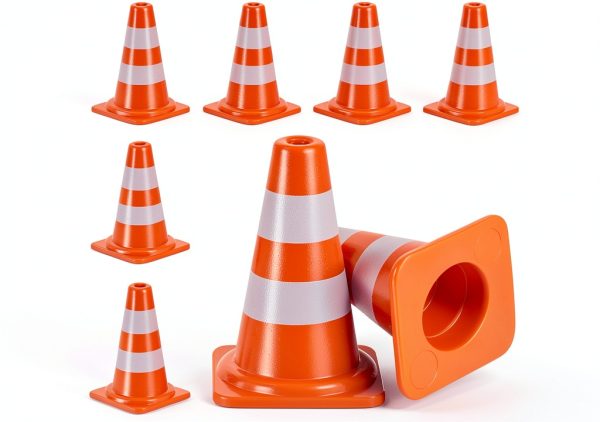 Mini Traffic Cones Set by VOSAREA 7 ABS Road Sign Toys for Kids-0