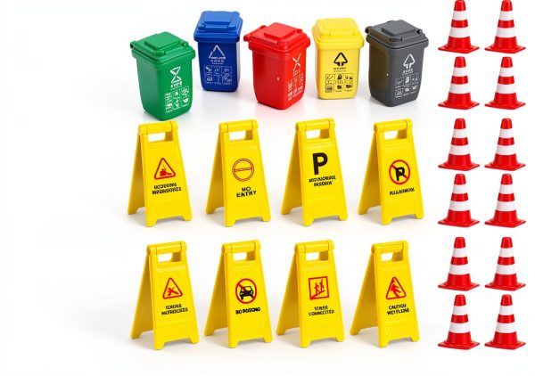 DECHOUS Mini Traffic Signs Set Plastic Toy for Kids-3