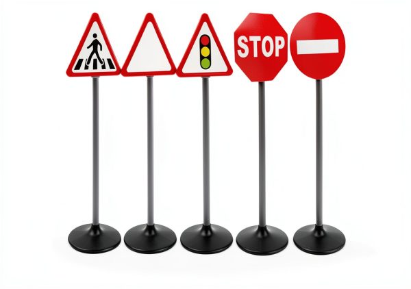 Kids Traffic Sign Set by Generic PP Material Bright Color 21cm Base-3