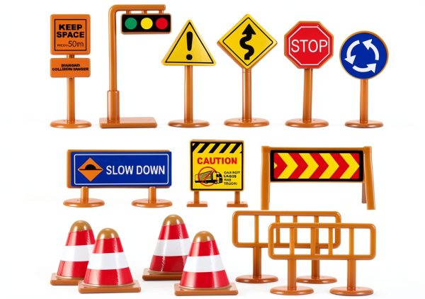 Kids Traffic Sign Toy by jarbins Compact Durable Plastic Road Sign-0