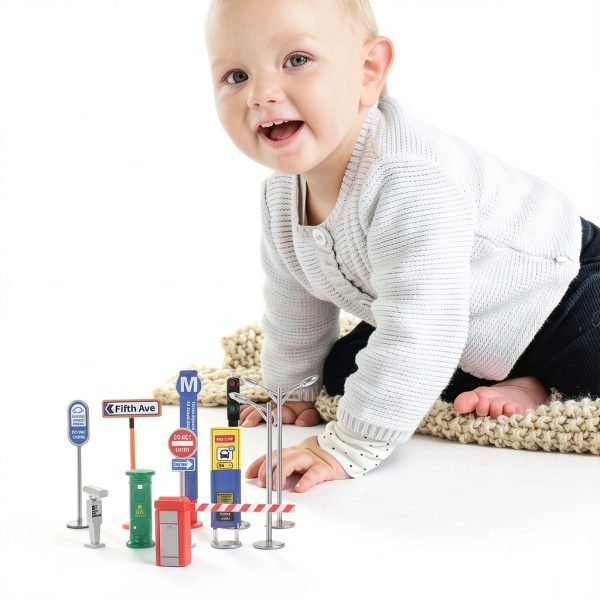 Traffic Sign Playset TOYANDONA Kids Road Sign Toy 8x1.5x1.5cm ABS Set-4