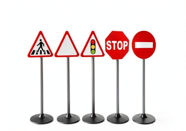 Kids Traffic Sign Set by Generic PP Material Bright Color 21cm Base-2