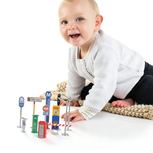 Traffic Sign Playset TOYANDONA Kids Road Sign Toy 8x1.5x1.5cm ABS Set-8