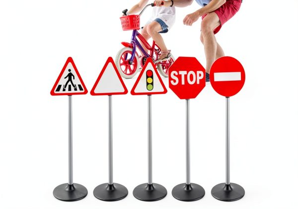Kids Traffic Sign Set by Generic PP Material Bright Color 21cm Base-1