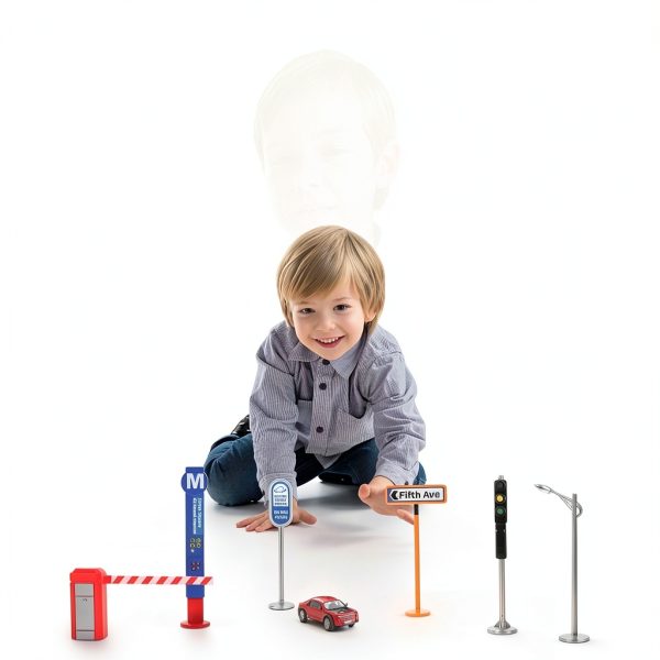 Traffic Sign Playset TOYANDONA Kids Road Sign Toy 8x1.5x1.5cm ABS Set-7