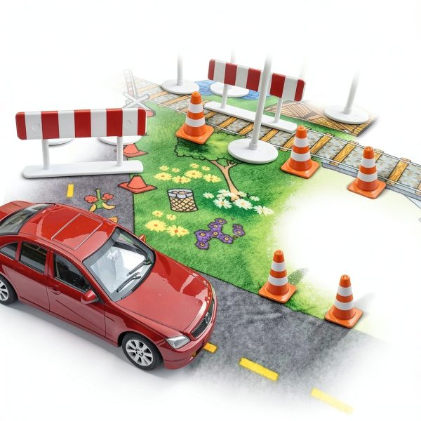Mini Traffic Cones Set by VOSAREA 7 ABS Road Sign Toys for Kids-4