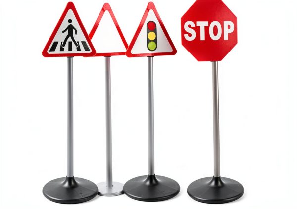 Kids Traffic Sign Set by Generic PP Material Bright Color 21cm Base-0