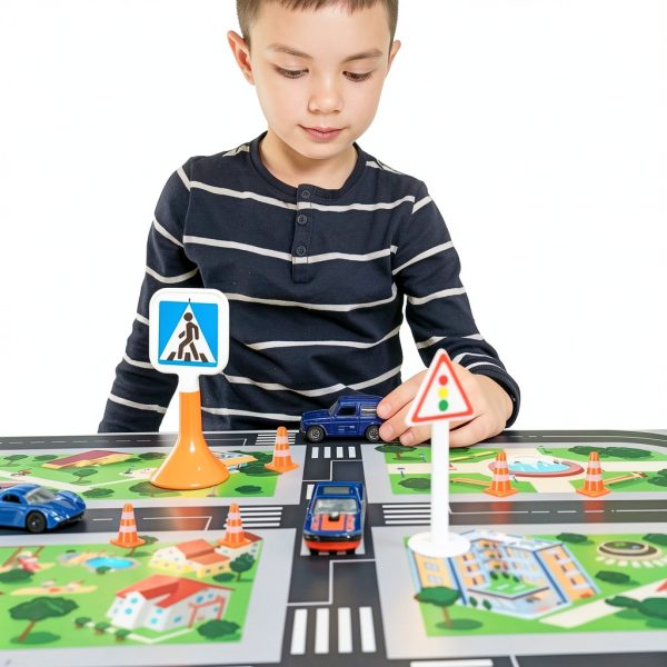 Mini Traffic Cones Set by VOSAREA 7 ABS Road Sign Toys for Kids-7