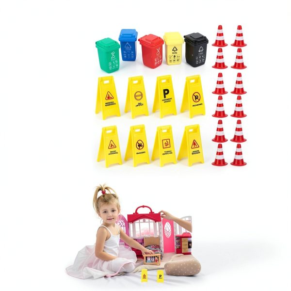 Mini Traffic Signs Playset IMIKEYA Road Safety Toy Realistic Props-7