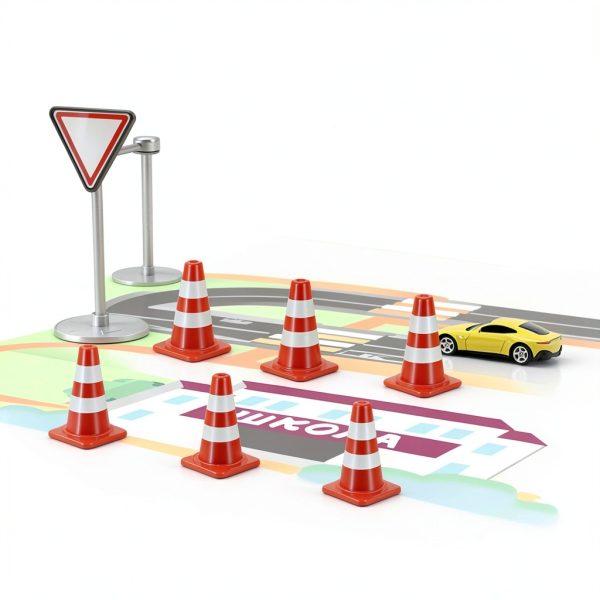 Mini Traffic Cones Set by VOSAREA 7 ABS Road Sign Toys for Kids-5