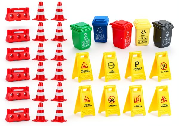Road Signs for Kids TOYANDONA 31pcs Mini Plastic Traffic Cones Set-0