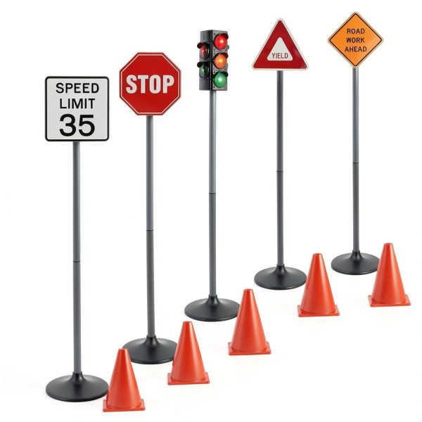 Attatoy Large Traffic Signs Playset 32pc Set with 42in Light Up Sign-1