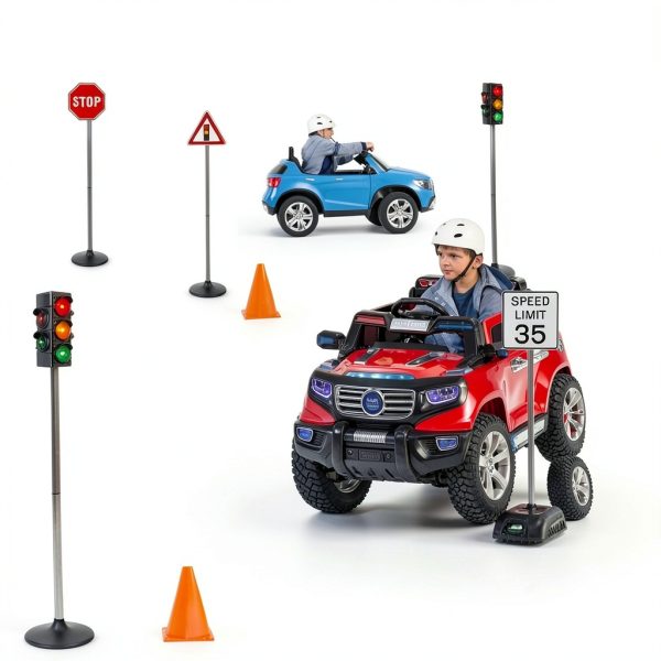 Attatoy Large Traffic Signs Playset 32pc Set with 42in Light Up Sign-4