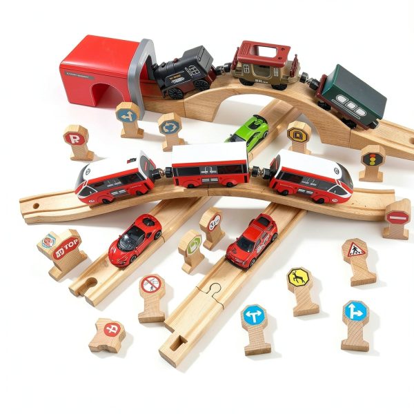 Kids Wooden Traffic Sign Playset 16 pcs Soulchen 2.2 Inch Road Signs-4