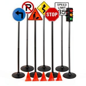 Attatoy Large Traffic Signs Playset 32pc Set with 42in Light Up Sign-0