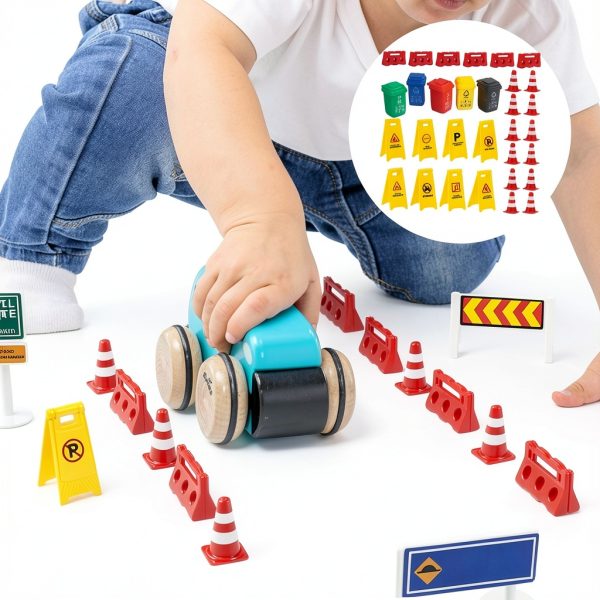 Road Signs for Kids TOYANDONA 31pcs Mini Plastic Traffic Cones Set-8