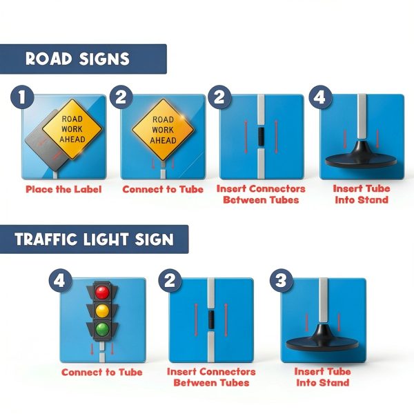 Attatoy Large Traffic Signs Playset 32pc Set with 42in Light Up Sign-6