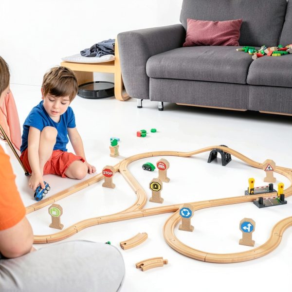 Kids Wooden Traffic Sign Playset 16 pcs Soulchen 2.2 Inch Road Signs-5