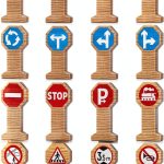 Kids Wooden Traffic Sign Playset 16 pcs Soulchen 2.2 Inch Road Signs-0