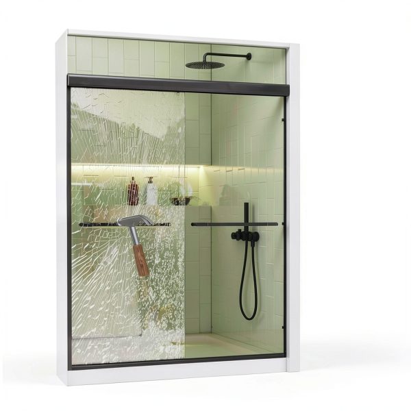 Shower Doors, 56–60'' W x 72'' H Sliding Glass Shower Door, Matte Black Aluminum Frame, 1/4'' (6mm) High-Strength Tempered Glass, for Walk-in Showers-1