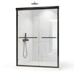 Shower Doors, 56–60'' W x 72'' H Sliding Glass Shower Door, Matte Black Aluminum Frame, 1/4'' (6mm) High-Strength Tempered Glass, for Walk-in Showers-0