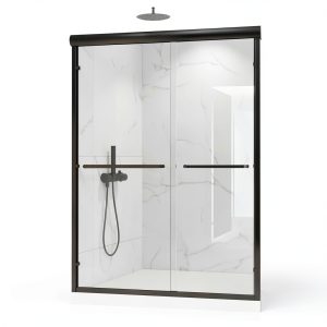 Shower Doors, 56–60'' W x 72'' H Sliding Glass Shower Door, Matte Black Aluminum Frame, 1/4'' (6mm) High-Strength Tempered Glass, for Walk-in Showers-0