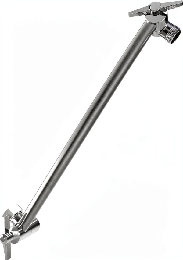 SparkPod 11" Solid Brass Shower Head Extension Arm - Flexible Height & Angle Adjustable Shower Arm Extension for Rain Showerheads with Sturdy Lock - Universal Pipe Connection (Luxury Polished Chrome)-0