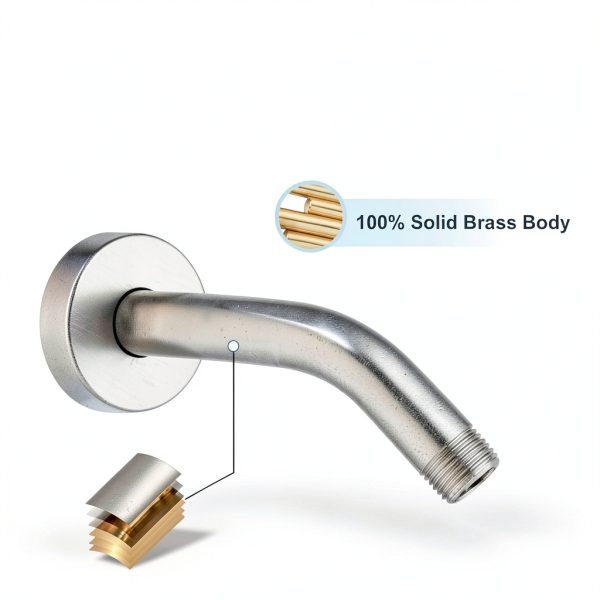 Shower Arm BRIGHT SHOWERS 6" Brass Wall Mount Brushed Nickel-1