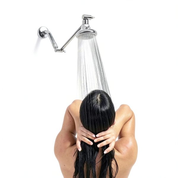 SparkPod 11" Solid Brass Shower Head Extension Arm - Flexible Height & Angle Adjustable Shower Arm Extension for Rain Showerheads with Sturdy Lock - Universal Pipe Connection (Luxury Polished Chrome)-6