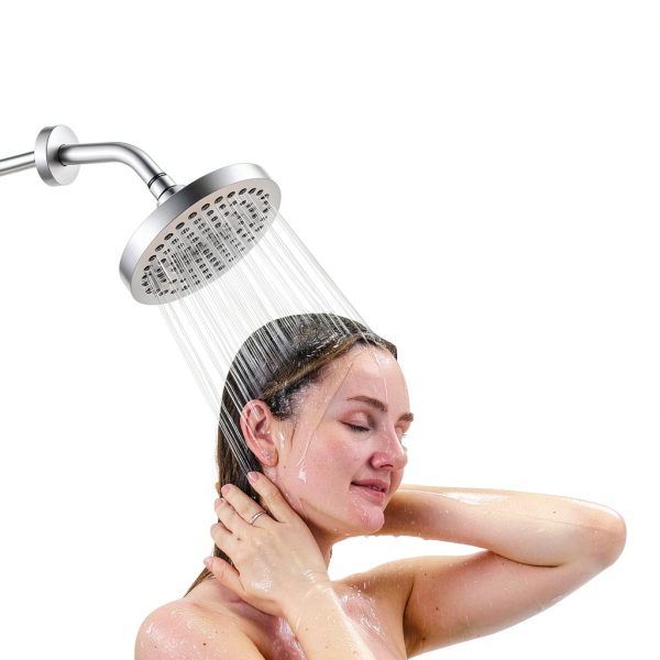 Shower Arm BRIGHT SHOWERS 6" Brass Wall Mount Brushed Nickel-5