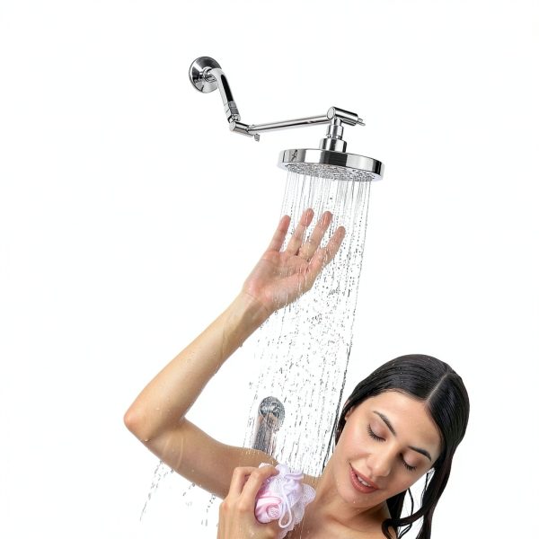 SparkPod 11" Solid Brass Shower Head Extension Arm - Flexible Height & Angle Adjustable Shower Arm Extension for Rain Showerheads with Sturdy Lock - Universal Pipe Connection (Luxury Polished Chrome)-5