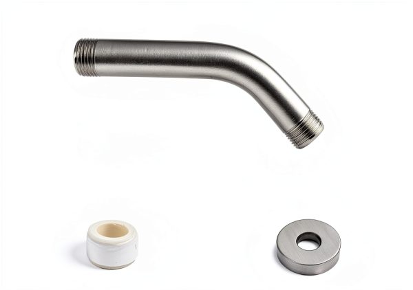 Shower Arm BRIGHT SHOWERS 6" Brass Wall Mount Brushed Nickel-4