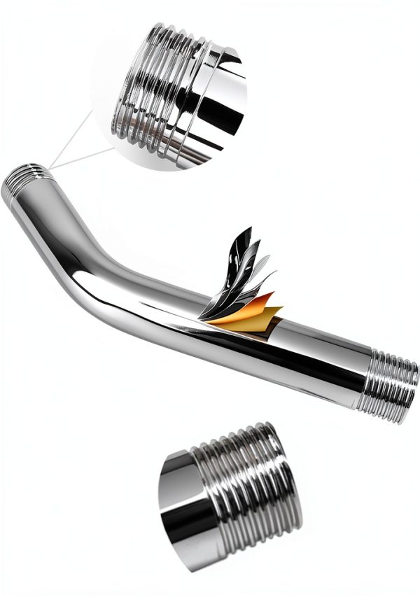 NearMoon Shower Arm with Flange, Made of 304 Stainless Steel Shower Extension Extender Pipe, Wall-Mounted for Fixed Bathroom Showerhead, Never Rust (6 Inch, Chrome Finish)-3