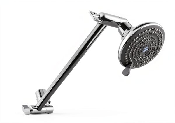 SparkPod 11" Solid Brass Shower Head Extension Arm - Flexible Height & Angle Adjustable Shower Arm Extension for Rain Showerheads with Sturdy Lock - Universal Pipe Connection (Luxury Polished Chrome)-1